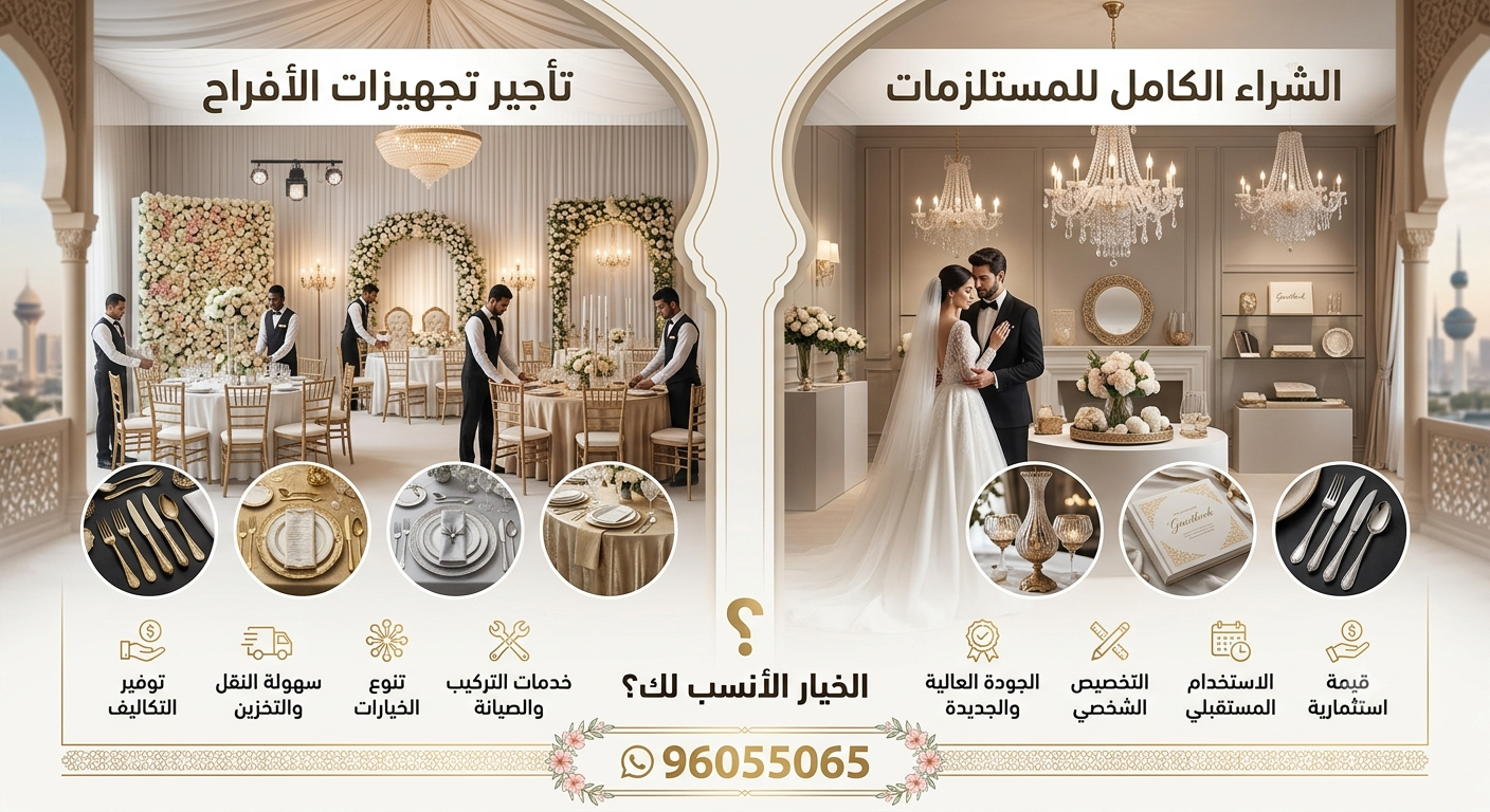 الفرق بين تأجير تجهيزات الأفراح والشراء الكامل للمستلزمات 96055065