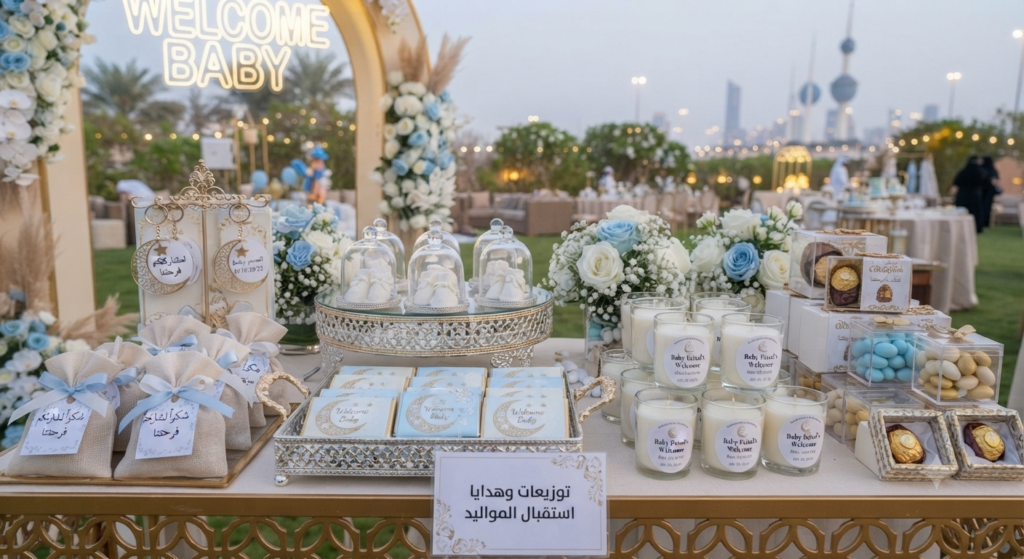 تجهيز توزيعات وهدايا استقبال المواليد