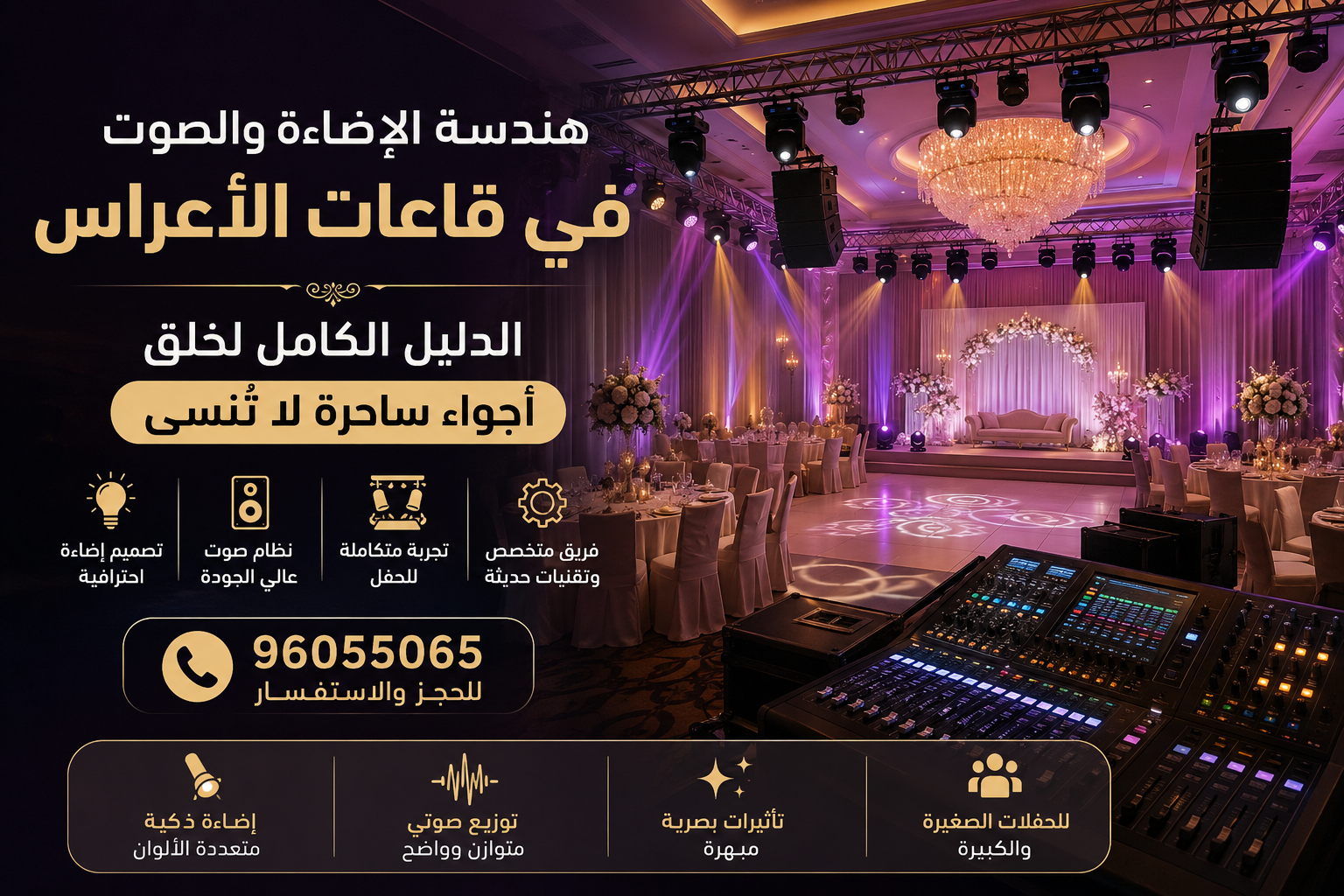 هندسة الإضاءة والصوت في قاعات الأعراس